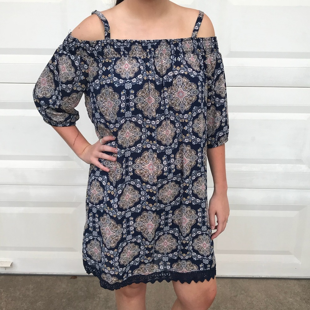 Off The Shoulder Paisley Dress